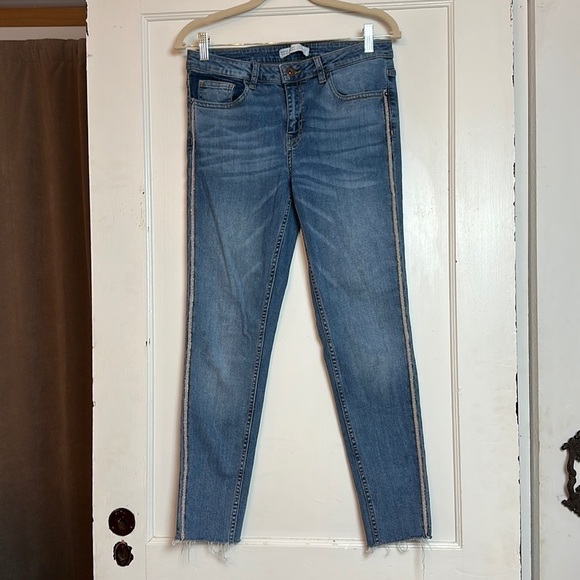 Denim - Zara basic high rise skinny jeans with frayed hem.